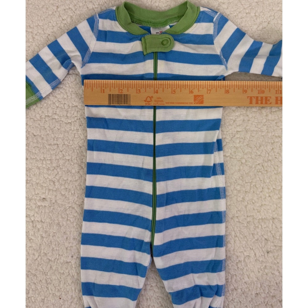 Hanna Andersson Baby Blue White Striped Organic Cotton Sleeper 0-6 Months - Picture 3 of 5